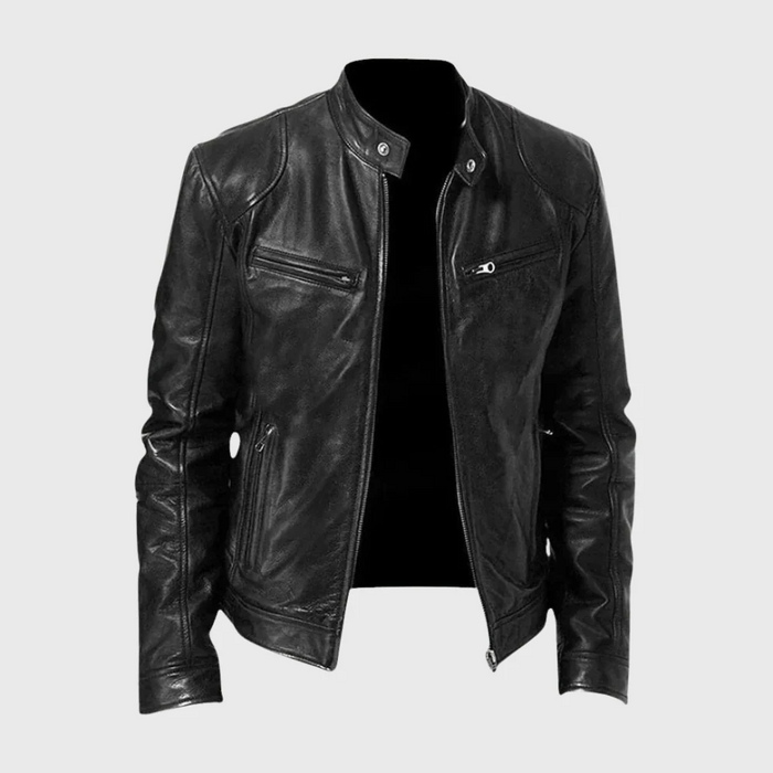 Marcus | Men's Black Leather Moto Jacket