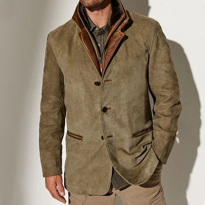 Granford | Men's Suede Blazer Jacket with Leather Trim