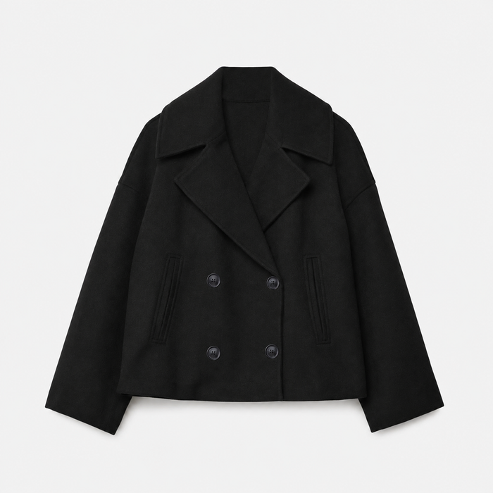 Veste mi-saison femme courte croisée à double boutonnage et poches 5