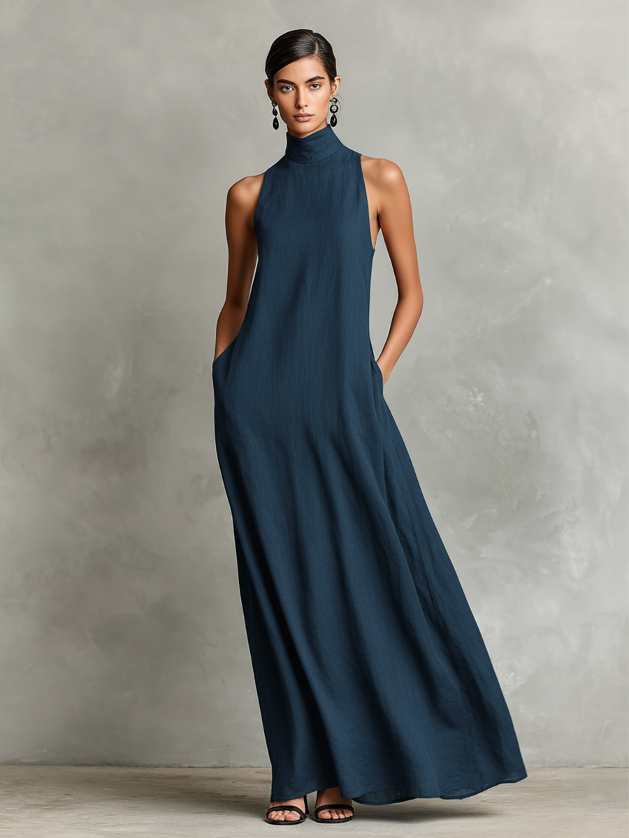Juliet | Women's Sleeveless Turtleneck Maxi Dress