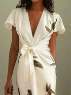 Margaret | Women's Floral Wrap Dress with Waist Tie