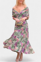 Elegant Off-Shoulder Maxi Dress, Flowy Women’s Dress with Sophisticated Style