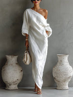 Julia | Women's One-Shoulder Abstract Print Maxi Dress