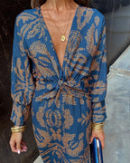 Nadira | Women's Wrap Dress with Feather Print