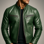 Braden | Men's Leather Biker Jacket with Zip Pockets