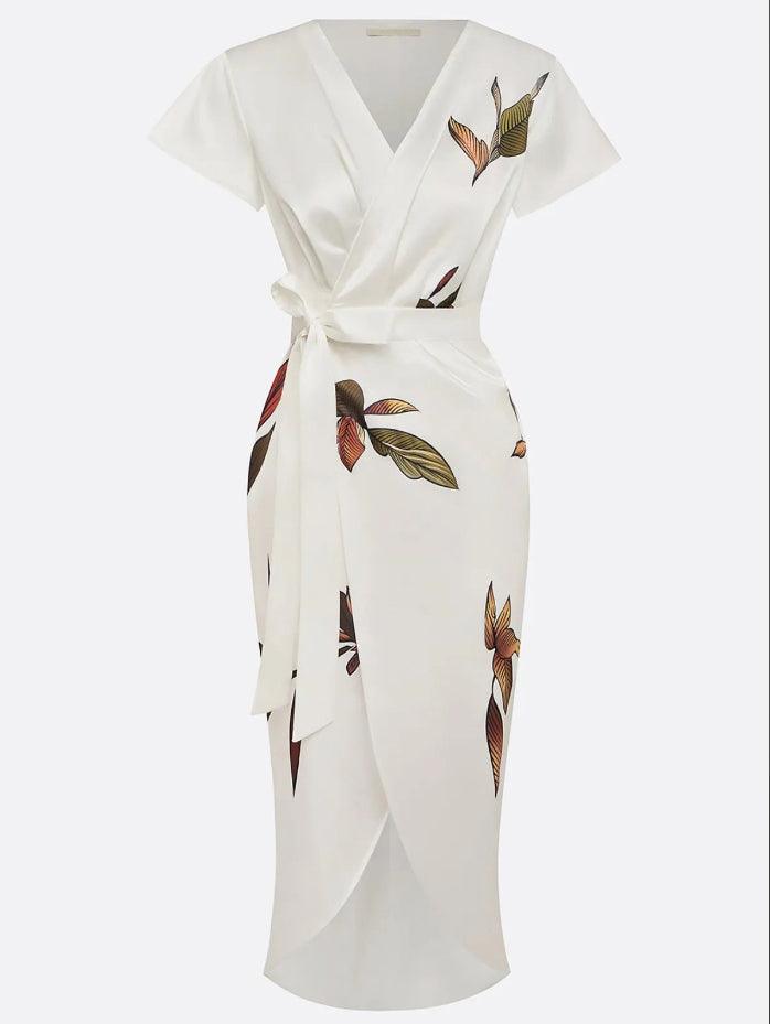 Margaret | Women's Floral Wrap Dress with Waist Tie