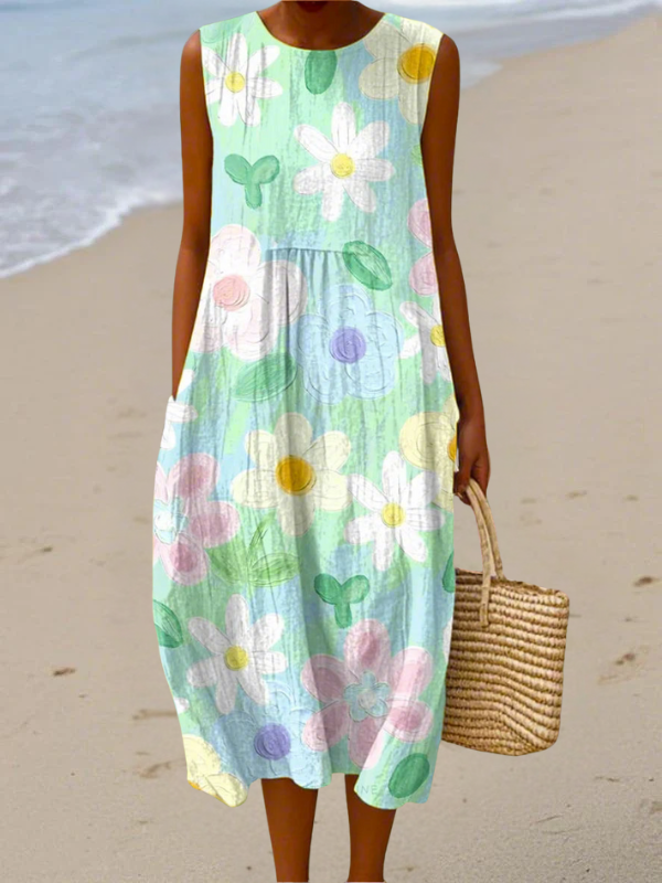 Felicia | Women's Pastel Floral Relaxed Midi Dress