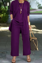 Presley | Women's Caramel Pantsuit with Cardigan
