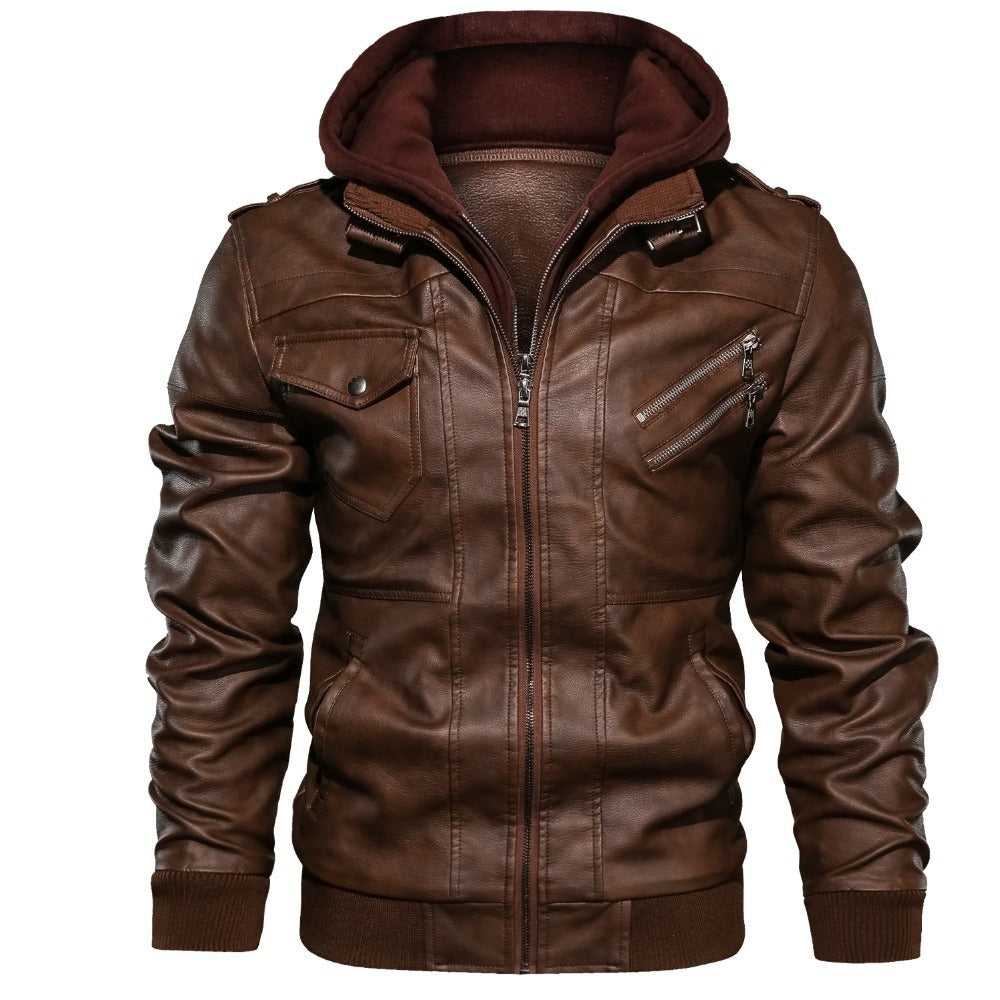 Braden | Men's Leather Jacket with Hood