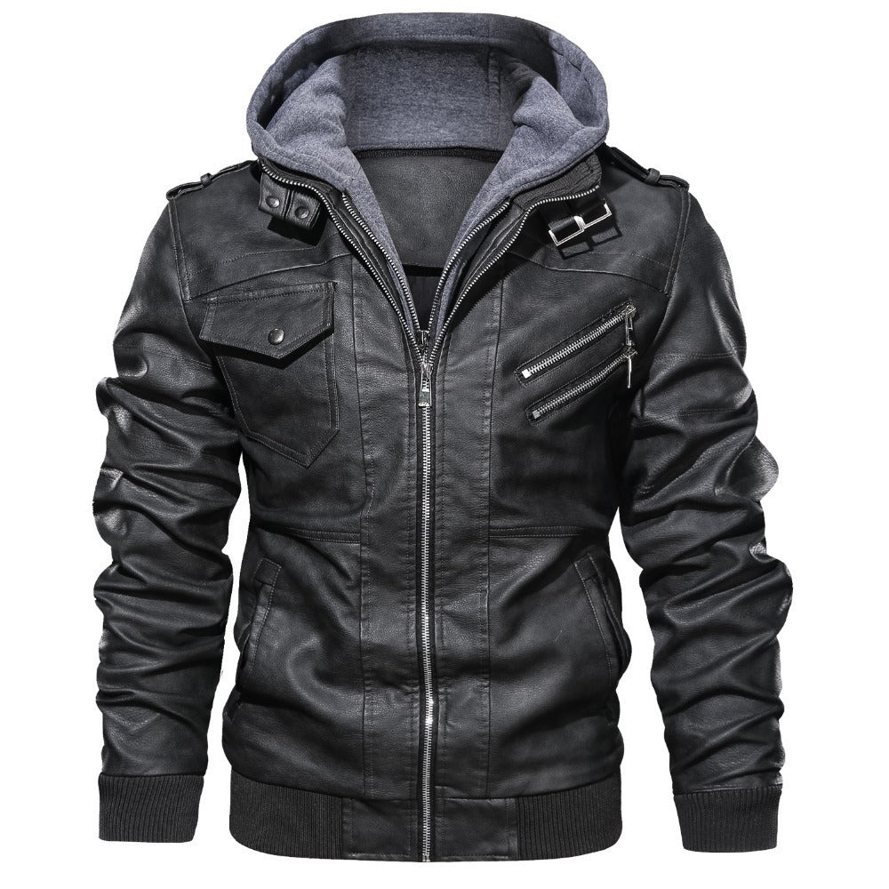 Braden | Men's Leather Jacket with Hood