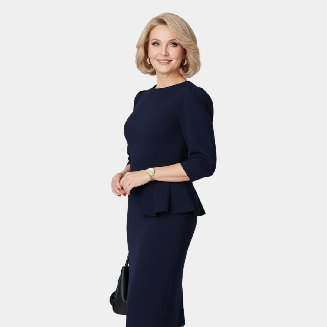 Elegant Midi Dress with Ruffle Detail – Feminine Design and Flattering Fit