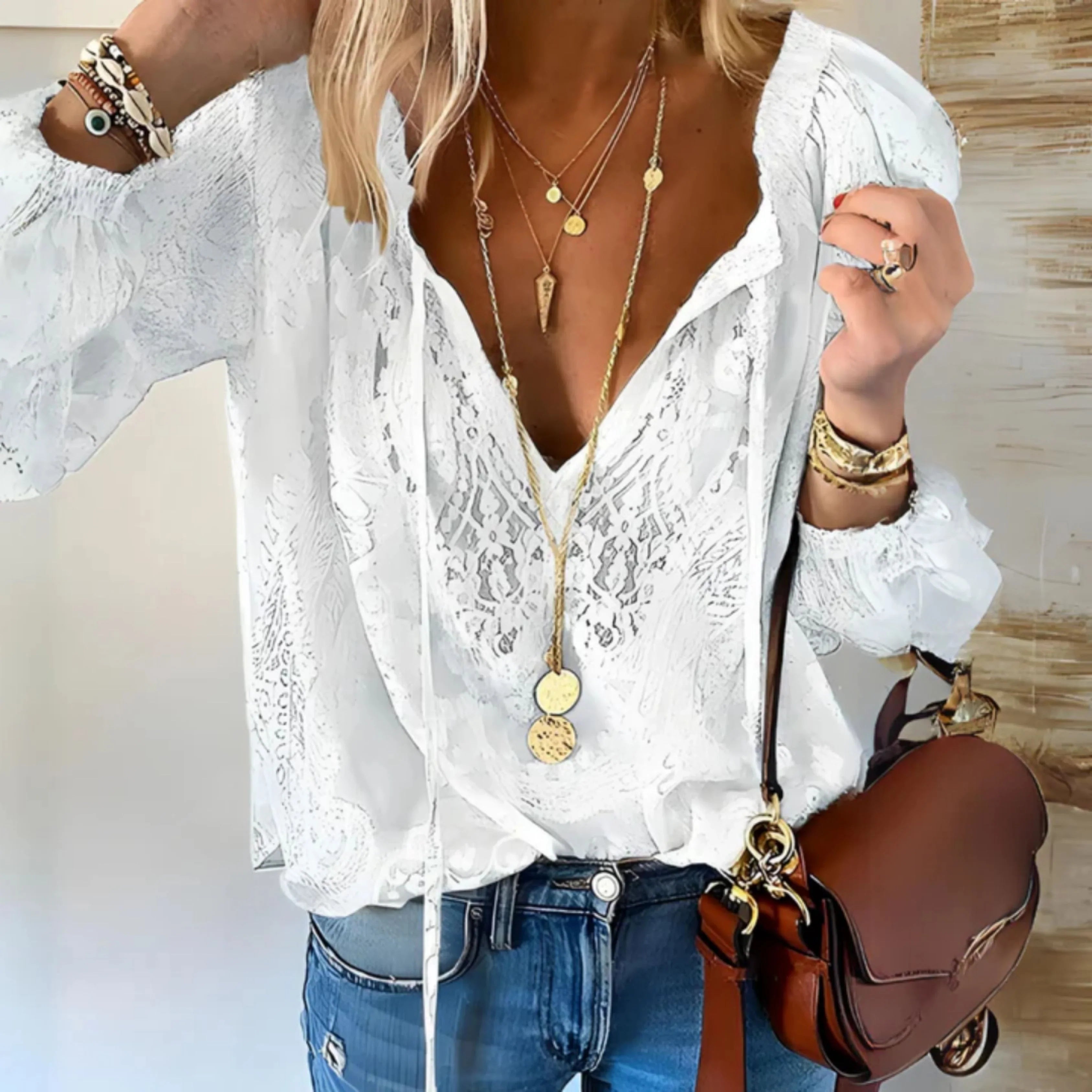 Women's Classic and Elegant Khaki Blouse