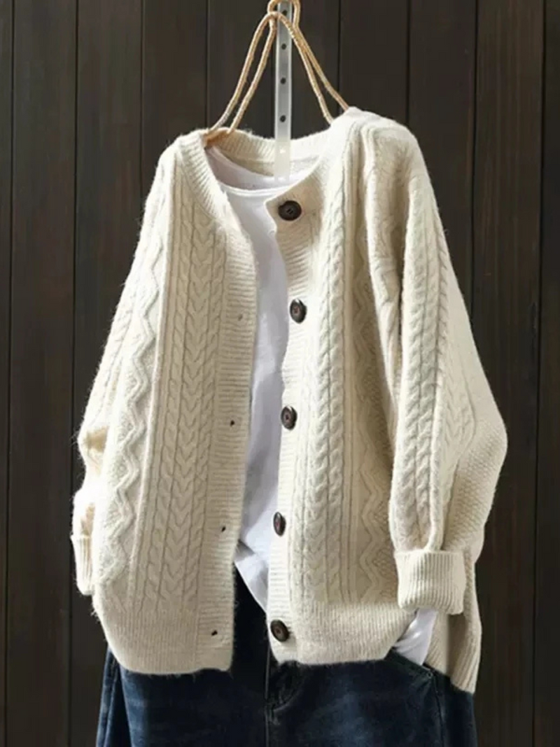 Noele | Women's Cable Knit Button-Up Cardigan