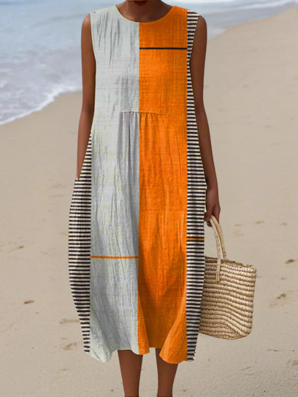 May | Women's Striped Colorblock Relaxed Midi Dress