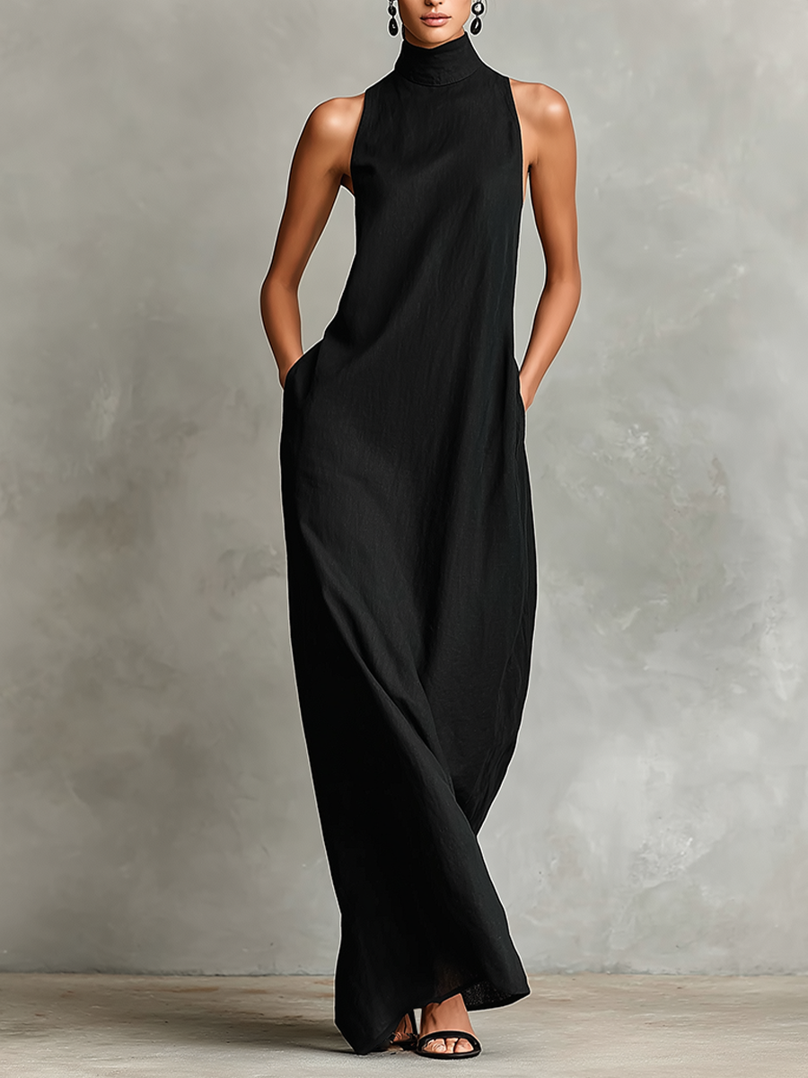 Juliet | Women's Sleeveless Turtleneck Maxi Dress