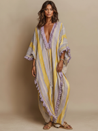 Nora | Women's Colorblock Stripe V-Neck Maxi Dress