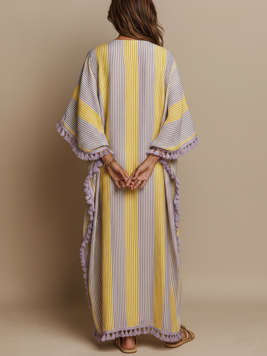Nora | Women's Colorblock Stripe V-Neck Maxi Dress