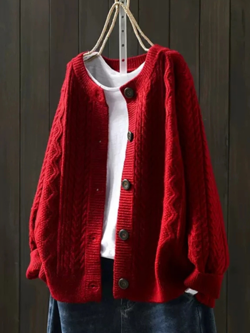 Noele | Women's Cable Knit Button-Up Cardigan