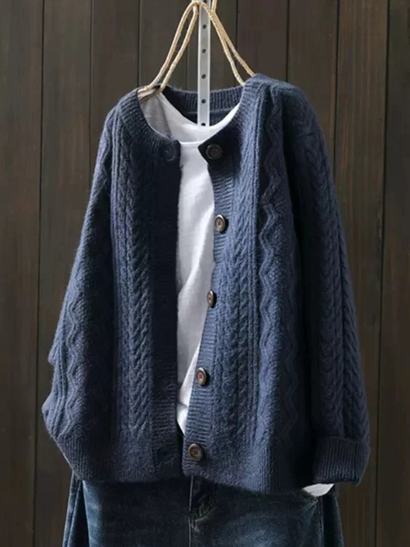 Noele | Women's Cable Knit Button-Up Cardigan