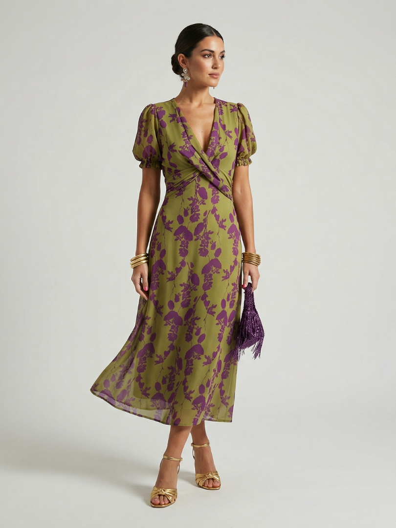 Relaxed Floral Midi Dress - Summer Casual Elegant Style for Women