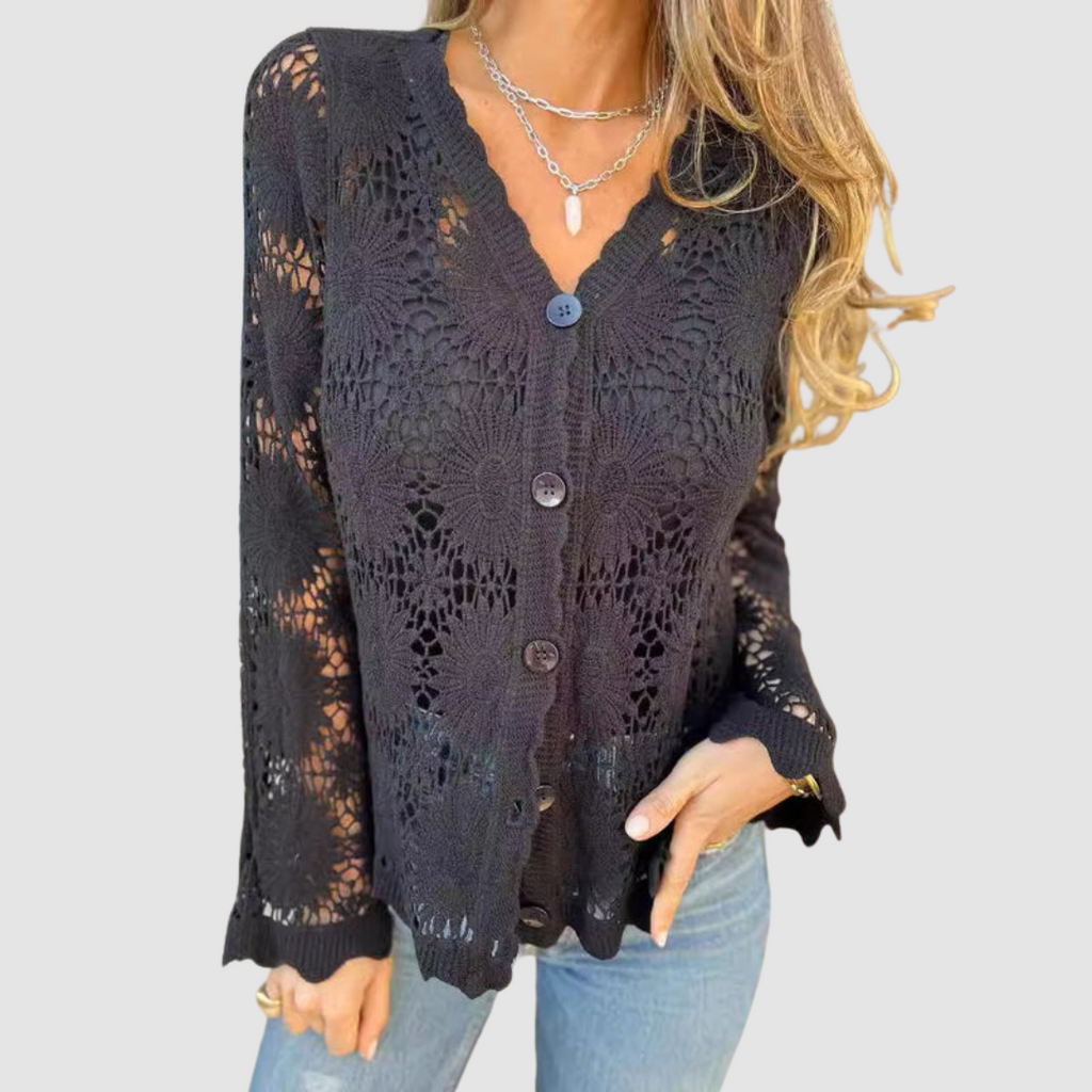 Laurelle | Women's Lace V-Neck Knit Cardigan