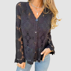 Laurelle | Women's Lace V-Neck Knit Cardigan