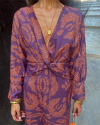 Nadira | Women's Wrap Dress with Feather Print