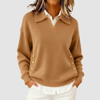 Luisa | Women's Collared V-Neck Knit Sweater