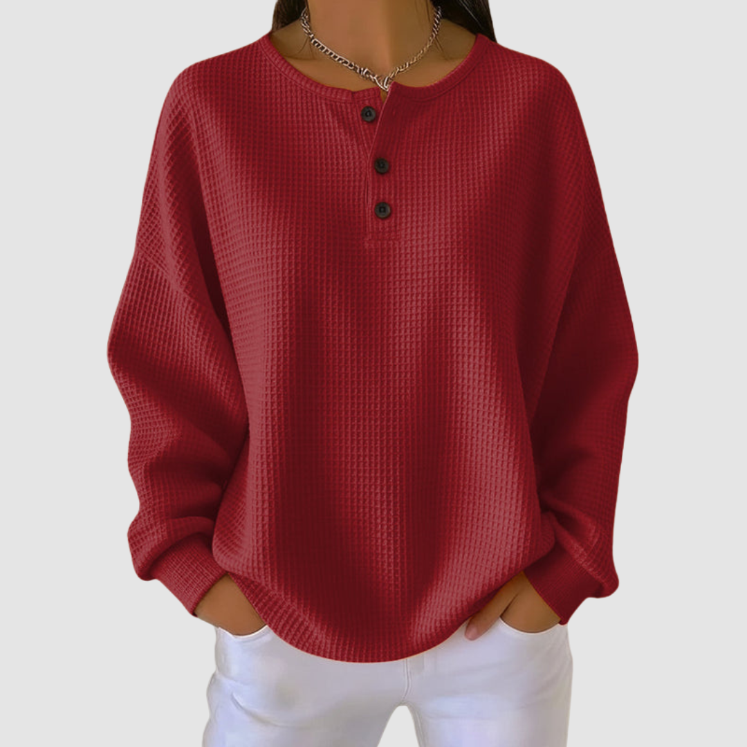 Claire | Women's Waffle-Knit Button Sweater