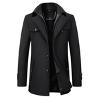 Garrett | Men's Wool Coat with Ribbed Collar