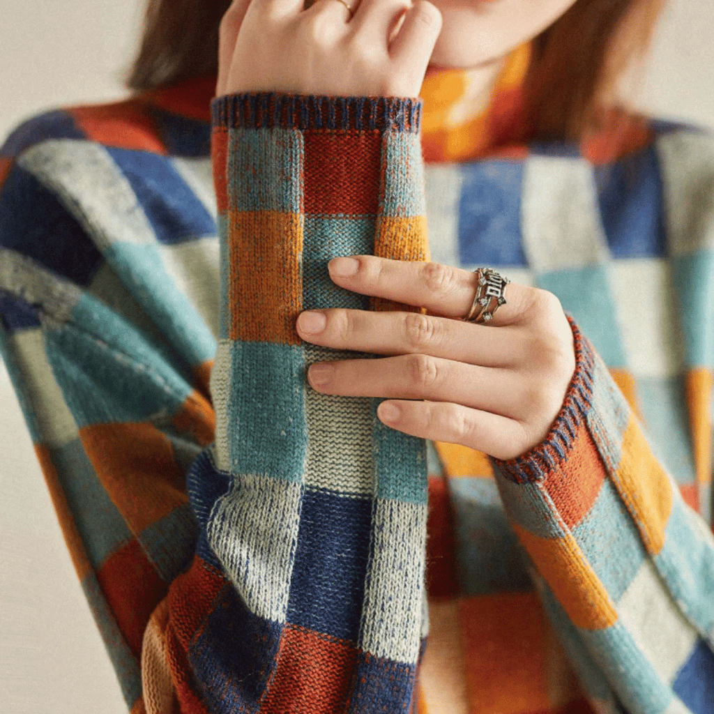 Ravelyn | Women's Cashmere Patchwork Turtleneck Sweater