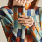 Ravelyn | Women's Cashmere Patchwork Turtleneck Sweater