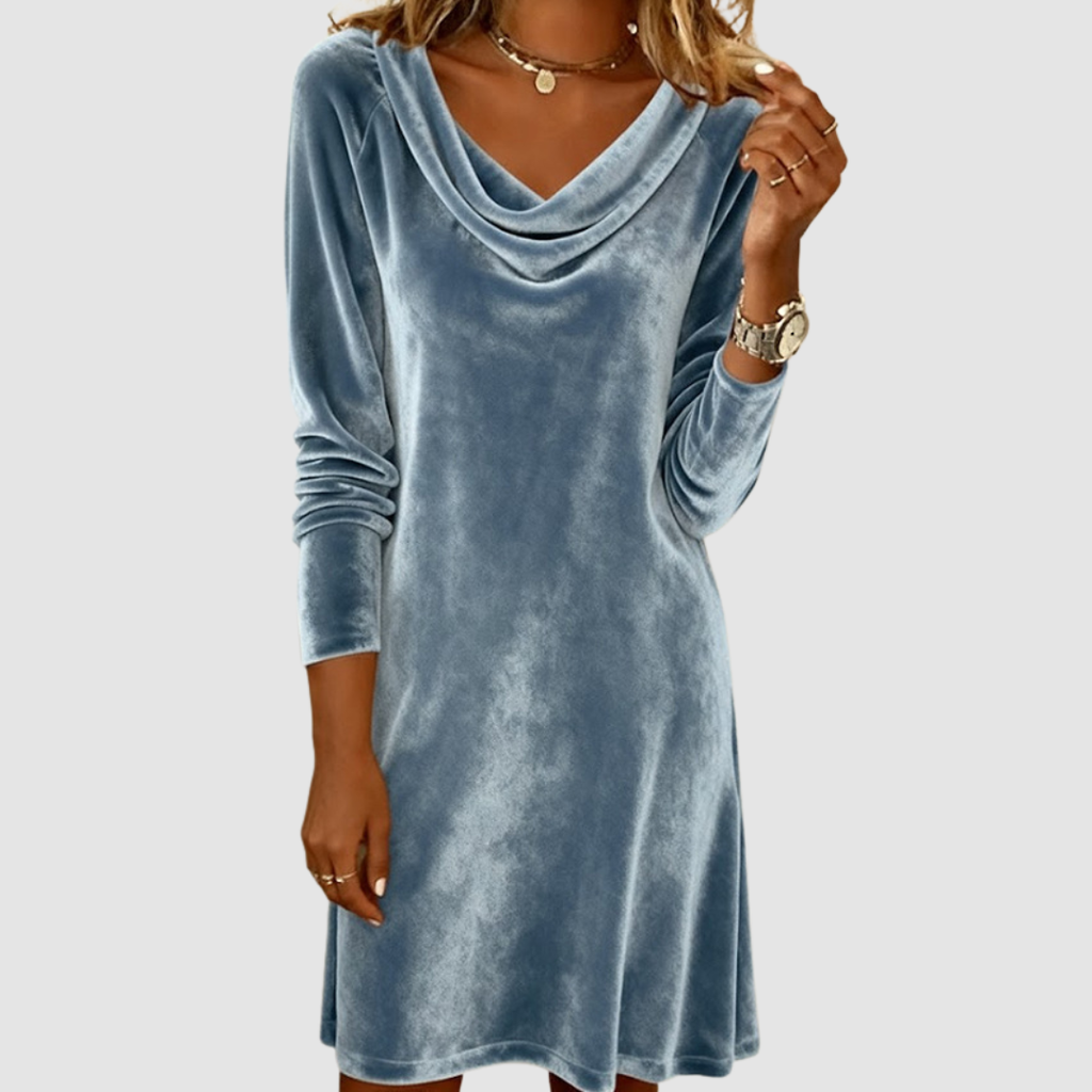 Misty | Women's Draped Neck Long Sleeve Dress