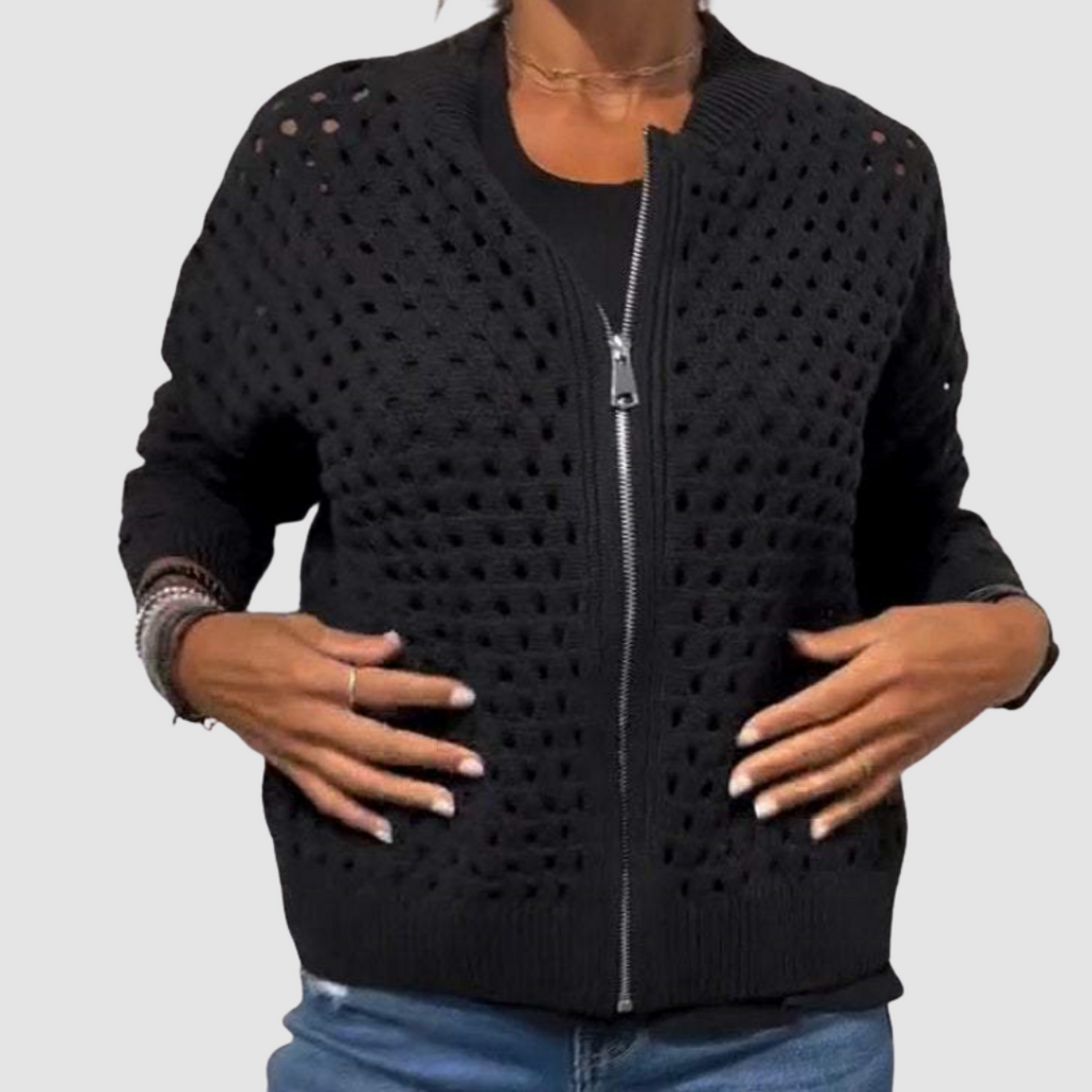 Desiree | Women's Hollow-Knit Zip Cardigan