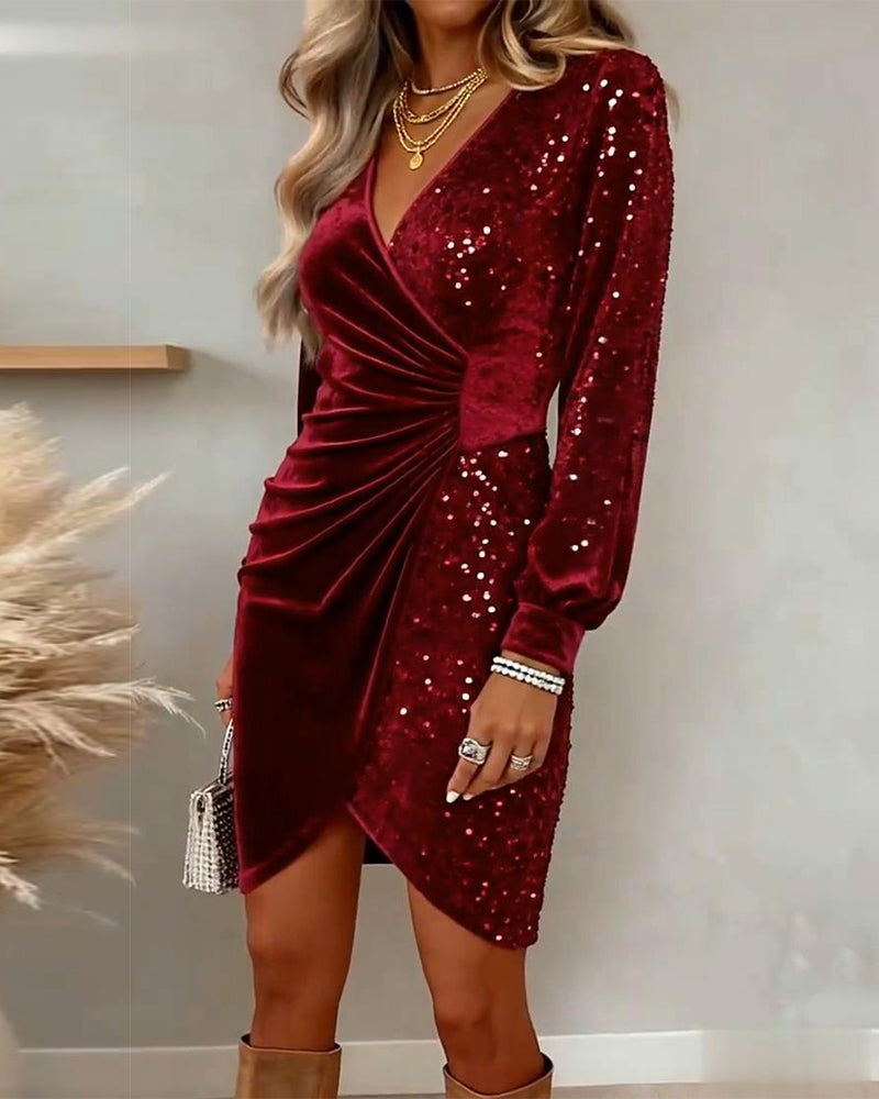 Scarlett | Women's Velvet Sequin Wrap Dress