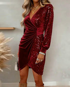 Scarlett | Women's Velvet Sequin Wrap Dress