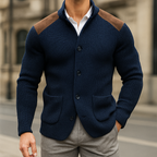 Greyson | Men's Knit Cardigan with Suede Shoulder Panels