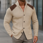 Greyson | Men's Knit Cardigan with Suede Shoulder Panels