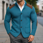 Greyson | Men's Knit Cardigan with Suede Shoulder Panels