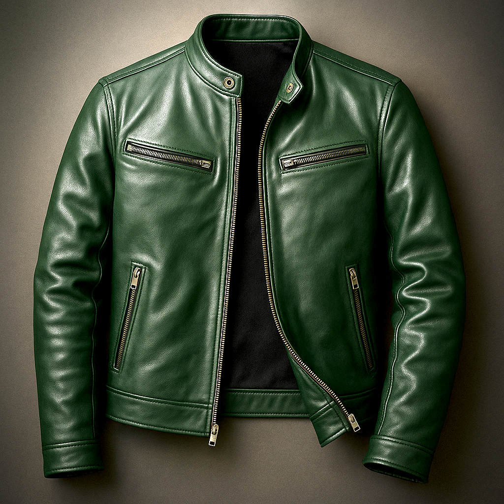 Braden | Men's Leather Biker Jacket with Zip Pockets