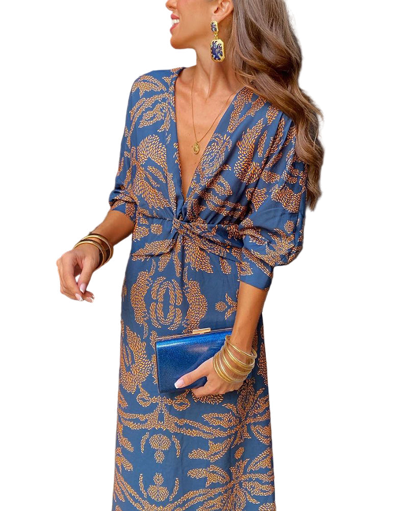 Nadira | Women's Wrap Dress with Feather Print