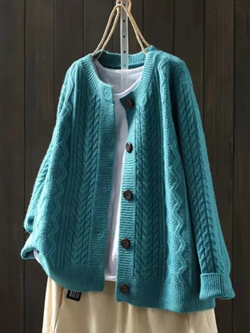 Noele | Women's Cable Knit Button-Up Cardigan
