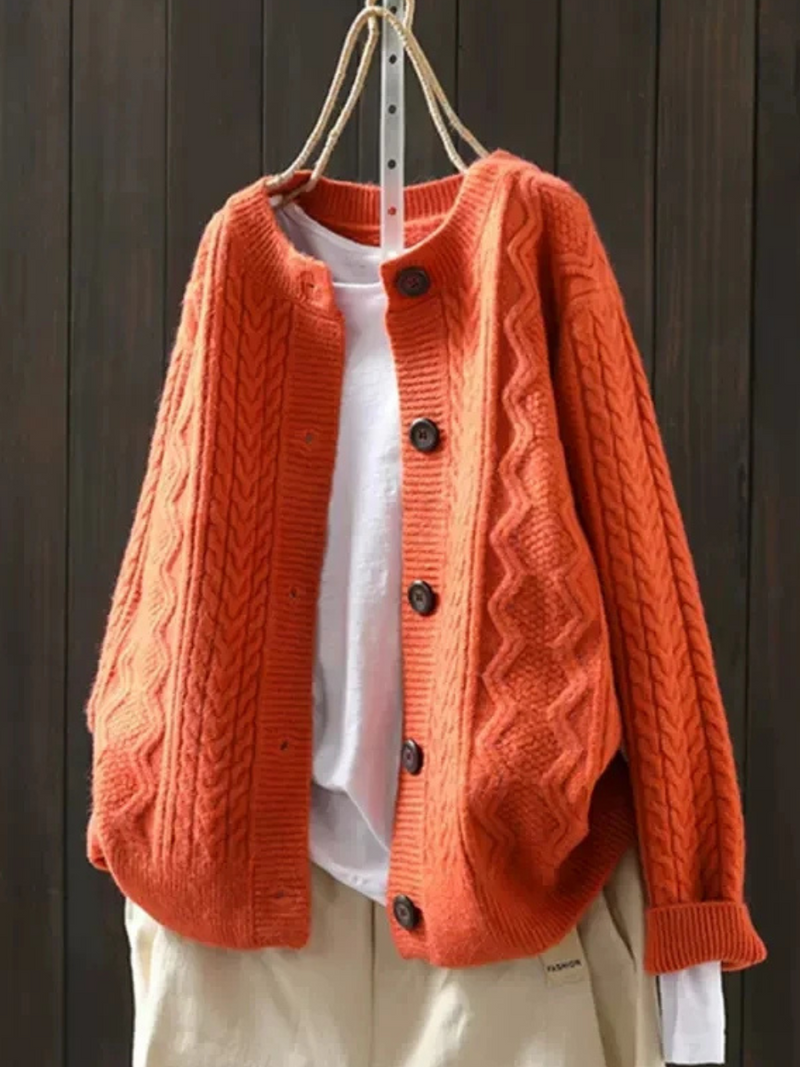 Noele | Women's Cable Knit Button-Up Cardigan