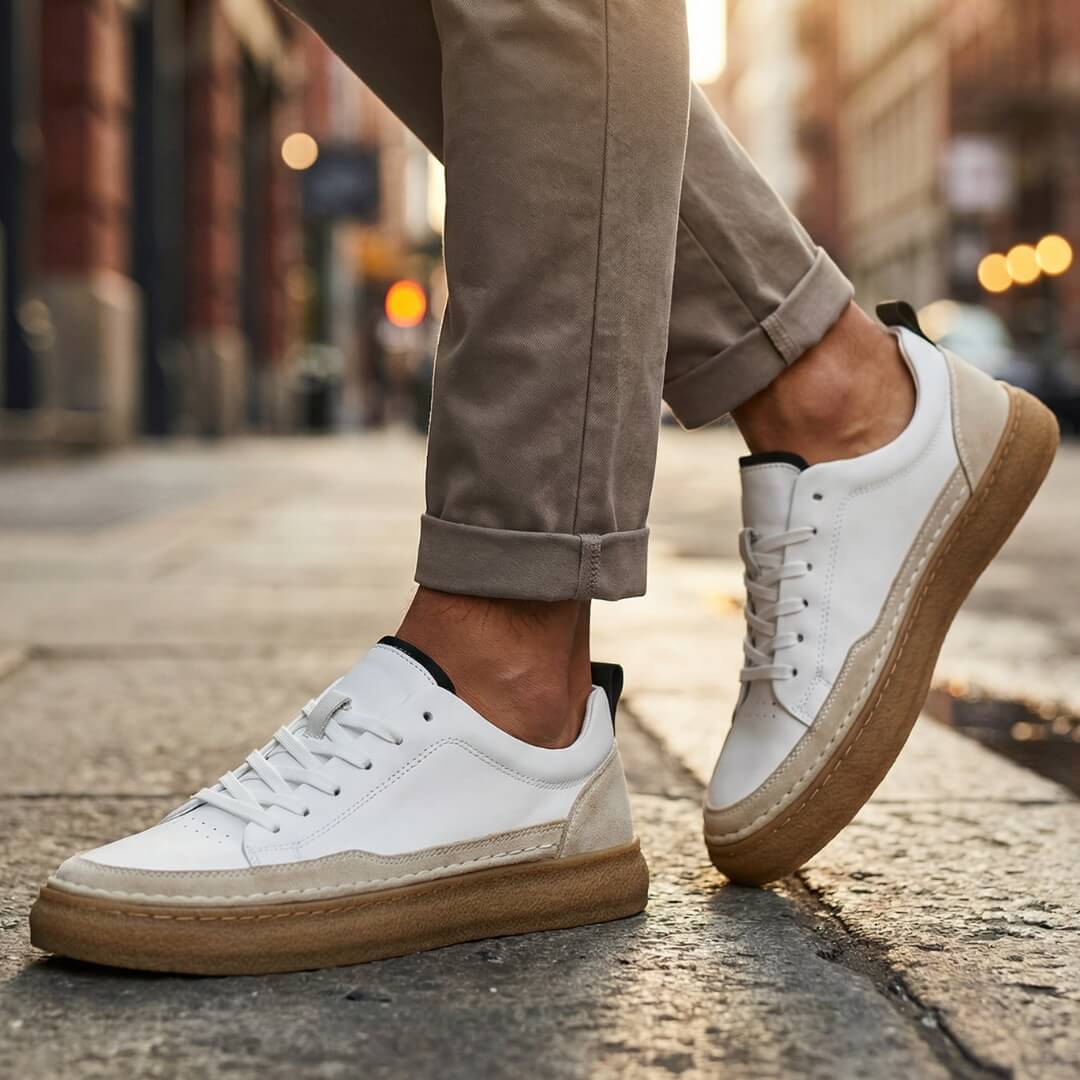 Ashby | Men's White Leather Platform Sneaker