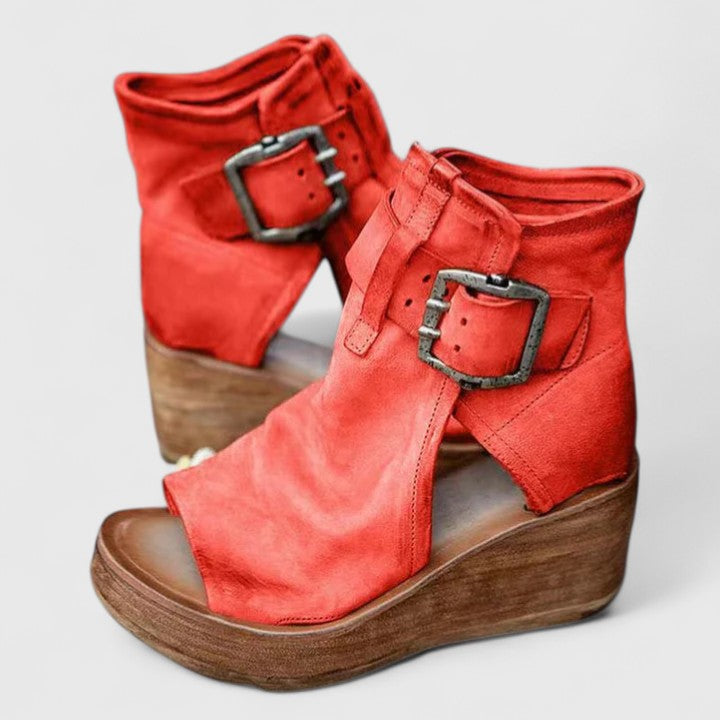 Rosalie | Women's Suede Buckle Wedge Sandals