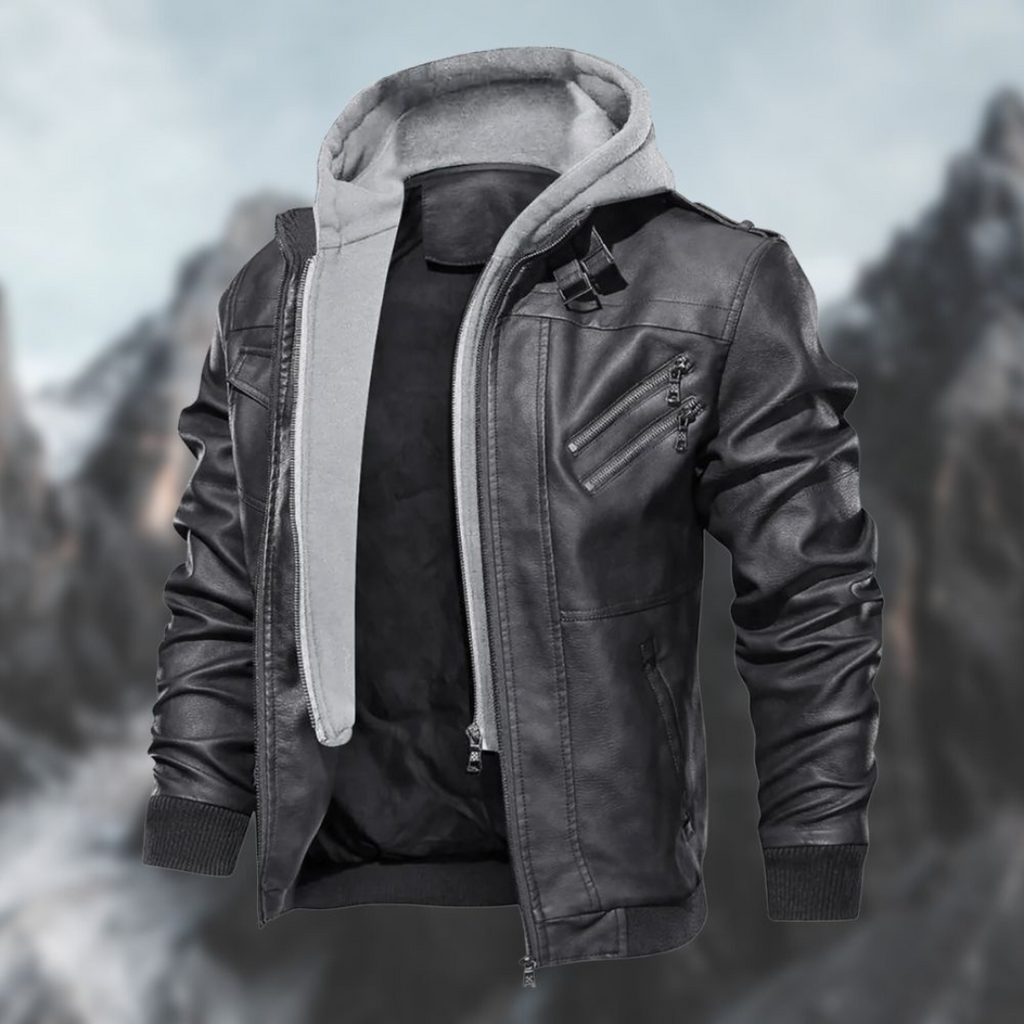 Cason | Men's Hooded Leather Bomber Jacket