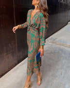Nadira | Women's Wrap Dress with Feather Print