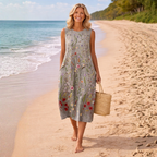 Cara | Women's Wildflower Embroidered Relaxed Midi Dress