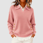 Luisa | Women's Collared V-Neck Knit Sweater