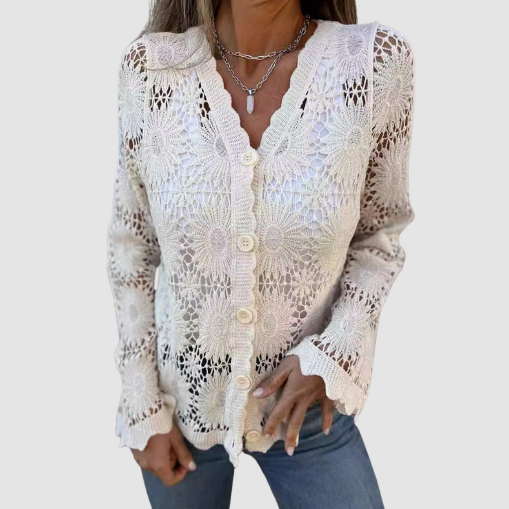 Laurelle | Women's Lace V-Neck Knit Cardigan